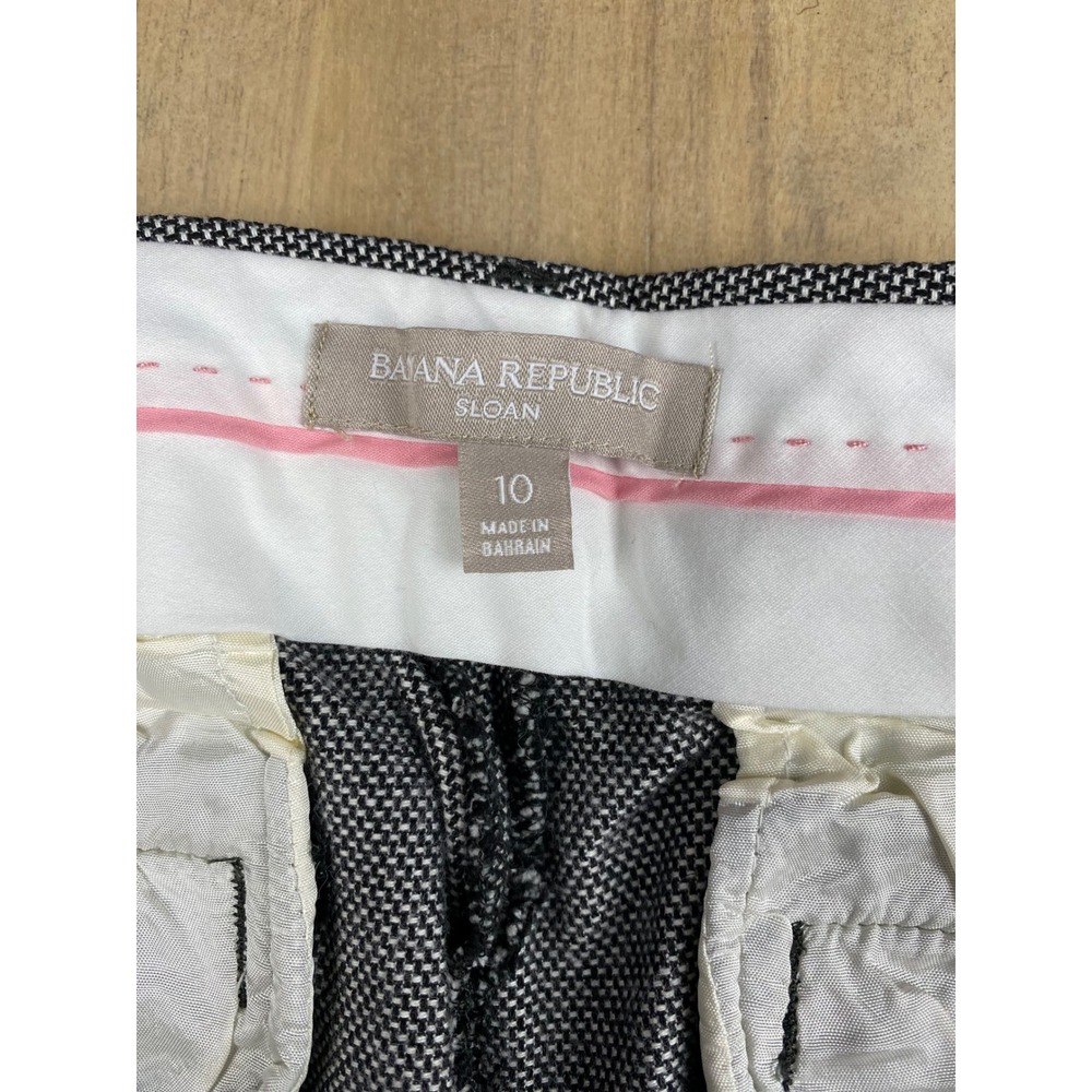 Banana Republic Sloan Ankle Pants Stretch Career Casual Black White Size 10 - Picture 4 of 9